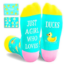 HAPPYPOP Funny Rubber Duck Gifts for Women - Duck Gifts for Duck Lovers, Cute Duck Socks for Teen Girls