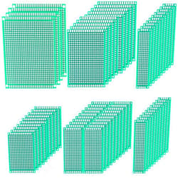 HiBCTR 64 pcs Green PCB Board - Double Sided Circuit and perf Board with 5 Sizes for DIY Electronics, Compatible with Bread Boards and Soldering Projects