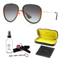 Gucci GG 0062S Aviator Shape Sunglasses + Bundle with eSHADES Luxury Eyewear Kit