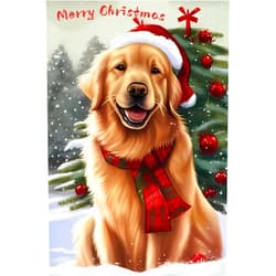 Worihut 5D Diamonds Painting Kits for Adults, Merry Christmas Golden Retriever DIY Full Round Diamond Art Cross-Stitch Perfect for Hotel and Bar Decor 12 X 16inch