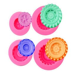 Mity Rain 3D Round Tire Fondant Mold-Truck Wheel Shape Silicone Mold for Sugarcraft Cake Decoration, Chocolate, Candy, Polymer Clay, Soap, Jelly etc-Set of 4