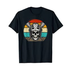 Lacrosse Skull Vintage Retro Lacrosse Stick Sun Gift T-Shirt