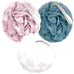 MainBasics Bath Shower Loofah Sponge Pouf Body Scrubber Exfoliator Body Wash Sponge (Set of 3, Airy Blossom)