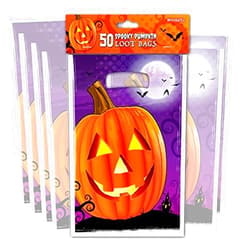 Kangaroo 50 Pcs Halloween Jack O Lantern Goodie Bags: Spooky Pumpkin Trick or Treat Candy Bags, Party Favor Bags for Kids, Classroom Fun, Arts & Crafts, Halloween Party Favor Loot Bags Party Supplies