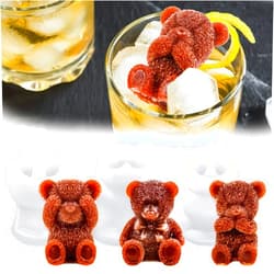Whaline 3 Pack 3D Teddy Bear Ice Cube Mold Silicone Cute Bear Mould Soap Candle Mold Ice Cube for Coffee Milk Tea Candy Gummy Fondant Cake Baking Cupcake Topper Decoration