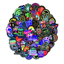 ONESHAW Stickers Pack Waterproof Vinyl Bumper Decals Perfect for Laptop Car Skateboard Water Bottle Hard Hat Scrapbook Travel Case Guitar Luggage Motorbikes (100pcs Neon)