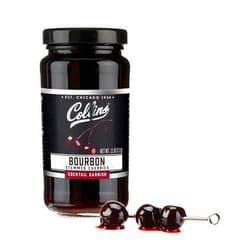 Collins Bourbon Cocktail Cherries - Drinks Garnish for Manhattan or Old Fashioned Cocktails and Desserts, Made with Award Winning Whiskey, 11 Ounce Glass Jar