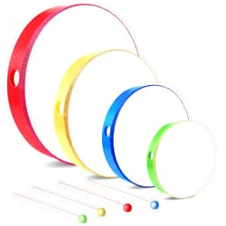 Yeshone 4 Pcs Kids Hand Drum Adults Wood Frame Drum Set with Stick 12 &10 & 8 & 6 Inch Percussion Musical Instruments for School Kids Adults Beginners Home Party Supplies(Multicolor)