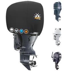 Zettum Outboard Motor Cover, 600D Boat Motor Cover Waterproof & Heavy Duty, Fade-Resistant Boat Engine Cover - Fit for Motor 115-225 HP, Black