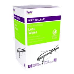 Flents Lens Wipes, Wipe 'N Clear, 100 Count, Pre-Moistened, Streak-Free, Safe for Glasses, Sunglasses, Anti-Fog, Gentle Cleaning, Clear Vision, Individually Wrapped for Travel & Convenience