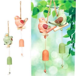 TROGN Bird Wind Chimes Unique for Outside Ceramic Deep Tone Wind Chimes Set of 2,Hanging Decor Suitable for Outdoor,Garden,Patio,Yard,Porch,Balcony,Cute Housewarming Gift (Bird)