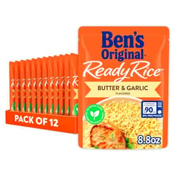 BEN'S ORIGINAL Ready Rice Butter and Garlic Flavored Rice, Easy Dinner Side, 8.8 oz Pouch (Pack of 12)