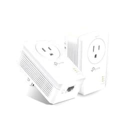 TP-Link AV1000 Powerline Ethernet Adapter(TL-PA7017P KIT)- Gigabit Port, Plug and Play, Extra Power Socket for Additional Devices, Ideal for Smart TV, White