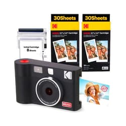 KODAK Mini Shot 2 ERA 4PASS 2-in-1 Instant Camera and Photo Printer (Black, Camera + Initial 8 Sheets + 60 Sheets)
