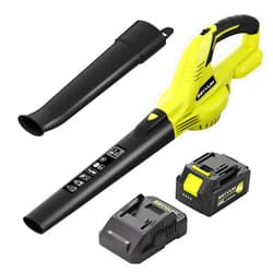 SEYVUM Leaf Blower, 20V 5.0 Ah Battery Cordless Leaf Blower with 2 Tubes, 2 Speed Electric Leaf Cleaner for Lawn Care, 320CFM 150MPH Blower for Patio, Garden, Cars & Depot, Fast Charger Included