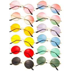 Blulu 12 Pairs 60s 70s Hippie Circle Sunglasses for Women Men Retro Glasses Round Tinted Lens Sunglasses Pack Vintage Hipster Small Hippie Eyewear for Men Women Masquerade Costumes Party Gifts