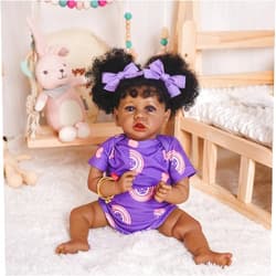 HOOMAI Reborn Baby Black Dolls African American Lifelike Silicone Doll Realistic 18 Inch with Cloth Body Birthday Gift Set for Ages 3+