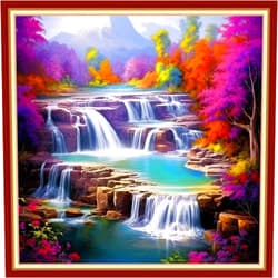 Funxvoot Stamped Cross Stitch Kits Beginners Full Range of Embroidery Kits for Adults 11CT Embroidery Patterns Needlepoint kits Printed Cross Stitch Kits -（Waterfall Scenery 18x18 inchs）