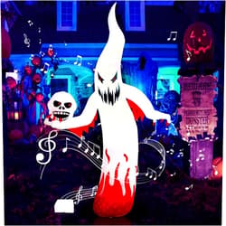 TCFUNDY 12FT Halloween Inflatable Ghost with Scary Music and Build-in LEDs, Giant Ghost Halloween Outdoor Decoration, Blow Up Decoration for Home Family Party Holiday Yard Lawn Garden