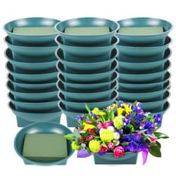 Aemygo 6.3 Inch Round Floral Foam 24 Sets Large Size DIY Flower Foam with Bowl, Round Flower Arrangement Kit Green Floral Arranging Supplies for Wedding Birthday Party Decoration