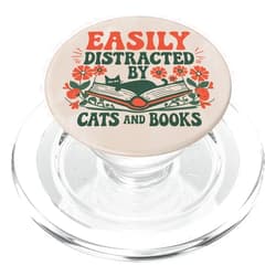 Groovy Cat & Book Lover Funny Retro Designs Groovy Cat & Book Lover Funny Retro Design PopSockets PopGrip for MagSafe
