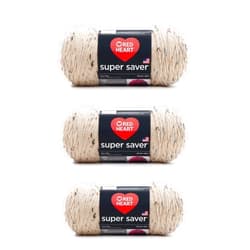 Red Heart Super Saver Yarn, 3 Pack, Buff Fleck 3 Count