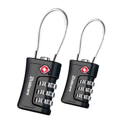 BRILLIRARE 2 Pack TSA Approved Luggage Locks, Combination Travel Cable Padlock, 3-Digit Waterproof Lock, TSA Accepted Outdoor Keyless Resettable Lock for Lockers, Bags, Gym, Gate-Black