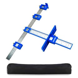 BAYTORY Upgrade Cabinet Hardware Jig Punch Drill Guide Locator for Installation of Drawer Pull Handle Knob, Wood Door Adjustable Drilling Doweling Template Tool with Storage Bag (Plastic Blue)