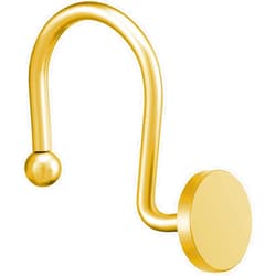 ZESLMG Shower Curtain Hooks, Gold Shower Curtain Rings Rustproof Metal Round Decorative Shower Hooks Rings for Bathroom Shower Rods Curtains, Set of 12 Heavy Duty Solid Hooks