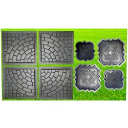 BETONEX 4 pcs Beautiful Plastic Form Big Pathmaker Concrete Molds & 4 pcs Concrete Set Patio Paving Molds