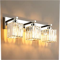 WSCXSC ZHLWIN Modern Chrome Crystal Bathroom Vanity Light 3-Lights Modern Bathroom Wall Light Chrome Bathroom Vanity Light Fixtures…