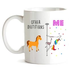 YouNique Designs Dietitian Mug, 11 Ounces, Dietician Cup for Women, Unicorn Mug, Registered Dietitian Mug, Dietician Coffee Mug, Rd Cup, Nutritionist Mug, Gift for Dietitian Cup (White)