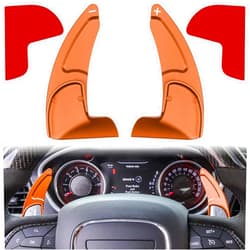 E-cowlboy Steering Wheel Shift Paddle Extended Shifter Trim Cover for Dodge Challenger Charger Durango RT & Scat Pack 2015-2021, For Jeep Grand Cherokee 2014-2021 Interior Decoration Accessories (Orange 2PCS)