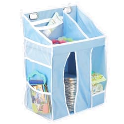 mDesign Nursery Organizer and Hanging Baby Diaper Caddy, Diaper & Nursery Organization Storage for Baby Essentials, Hangs on Crib, Changing Table or Wall. Store Wipes, Lotion, Toys, Powder - Blue