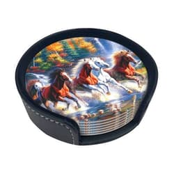 AIMASTZ American Indians Horses Drinks Coasters With Holder, Suitable For Kinds Of Cups, Set Of 6