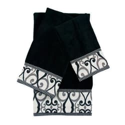 Sherry Kline Abingdon 3 piece Decorative Embellished Towel Set,Black
