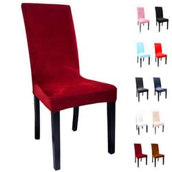 ZAIROU Velvet Chair Covers for Dining Room Stretch Removable Washable Short Dining Chair Covers Seat Slipcover for Hotel Dining Room Ceremony Banquet Wedding Party