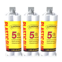Flinemon Clear Epoxy Glue, Two Part Epoxy Glue 1.76 oz 5 Minute Epoxy, Clearweld Super Glue for Metal Plastics PVC Wood Ceramic Wood Furniture Automotive Body Filler (3)