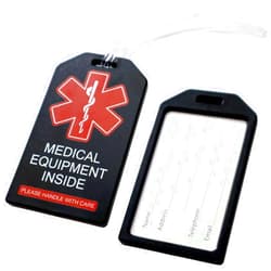 Specialist ID 2 Pack - Heavy Duty Medical Equipment Luggage Tags CPAP/BIPAP w/Plastic Loops - Respiratory Therapy Machine Device Carry On Bag Supplies Identifier Label for Airline Travel by Specialist ID (Black)