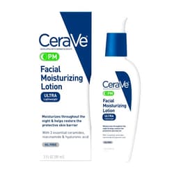 CeraVe PM Facial Moisturizing Lotion, Night Cream with Hyaluronic Acid and Niacinamide, Ultra-Lightweight, Oil-Free Moisturizer for Face, 3 Ounce