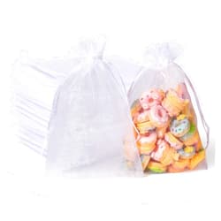 Hopttreely 100pcs Organza Bags, White 4x6(10X15CM) Satin Drawstring Organza Pouch Wedding Party Favor Gift Bag Jewelry Watch Bags