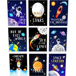 Blulu 9 Pieces Outer Space Decor for Kids Room Boy Bedroom Space Posters 8 x 10 Inch Cute Inspirational Art Decoration for Boys and Girls Playroom Space Nursery Decor