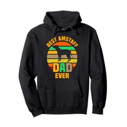 Men Dog Lover Retro Sunset Vintage Style Apparel Best Amstaff Dad Ever Retro Vintage Dog Lover Gift Pullover Hoodie