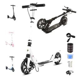 GLDDFDG Adult Kick Scooter with Brakes, Aluminum Alloy Lightweight Scooter for Teens & Adults, with Foot Support Frame, Shock AbsorptionDesign, Big Wheels Foldable Scooter for Indoor & Outdoor