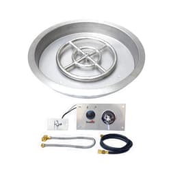 Stanbroil 25 Inch Round Drop-in Fire Pit Kit Inserted with Spark Ignition Kit,Stainless Steel Gas Fire Pit Burner Set for Outdoor and Indoor- Natural Gas Version