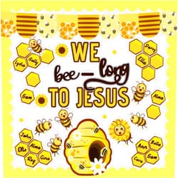 VABAMNA Bee Bulletin Board Decorations Sunday School Decorations for Classroom, 78pcs Religious Bulletin Board Sets Sunflower Honeybee Cutouts for Teacher School Supplies Welcome Back to School Decors