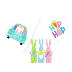 JarThenaAMCS Easter Rabbit Bathroom Towels Set of 3 Cute Bunny Truck Cotton Embroidered Towels Hip Hop Spring Hand Towels for Kitchen Dish Drying Cleaning Cooking