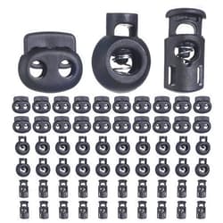 Salbsever 60 Pcs Plastic Cord Locks, Spring Cord Lock End Stopper Fastener Draw String Clip Spring Cord Toggle for Drawstrings Shoelaces Paracord Clothing and Bags