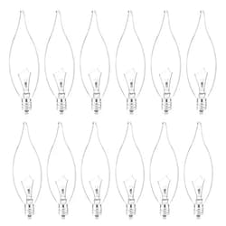 SerBion 60W Candelabra Light Bulbs, E12 B10 Clear Candle Base Bulb with Warm White 2700K, 600 Lumen Dimmable, 120V Incandescent Chandelier Light Bulbs for Pendants, Ceiling Fan, Wall Sconces (12-Pack)
