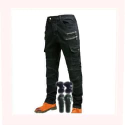 YXYECEIPENO Extended Armor Motorcycle Pants Motorcycle Riding Jeans Stretch Fabric, Straight Fit Suitable for All Season Riding, Adventure Sports (Color : Black, Size : Large)
